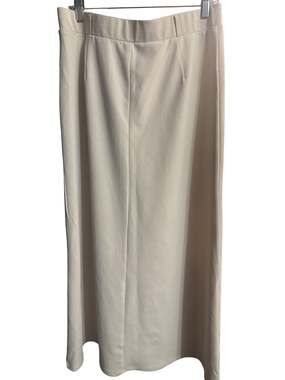 Messini Women's Cream Midi Skirt with Front Slit